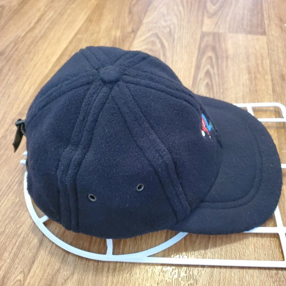 Vtg 90s Ski Hat Kids Strapback Black Fleece Talbots Outdoor Snow Rare‎